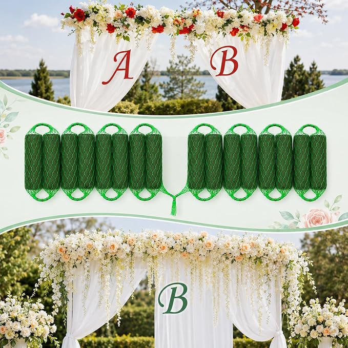 Conderyang 42 Pcs Floral Foam Garland 27.6ft Absorption Flower Holder Wet Foam Blocks Flower Sponge Blocks Green Floral Arrangement for Home Garden Craft Wedding Arch Door Holiday Tabletop Decoration