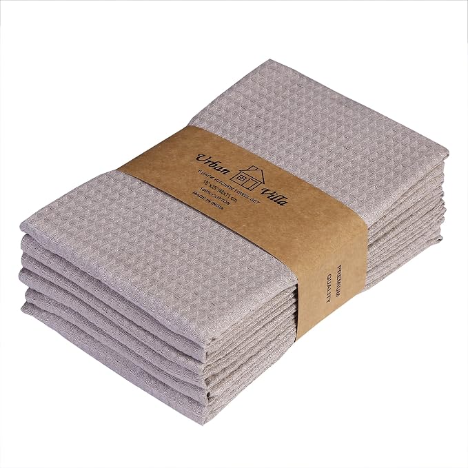 Urban Villa Kitchen Towels Cotton Dish Towels 20”x30” (Set of 6) Tan