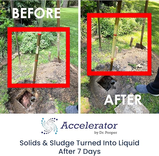 Accelerator by Dr. Pooper Drain Field Cleaner Tablets (20 Count) - Septic Tank Treatment for Clogs, Odor & Sludge - 90% Less Plastic - 10 Month Supply - Aerobic & Anaerobic Systems - Easy Flush
