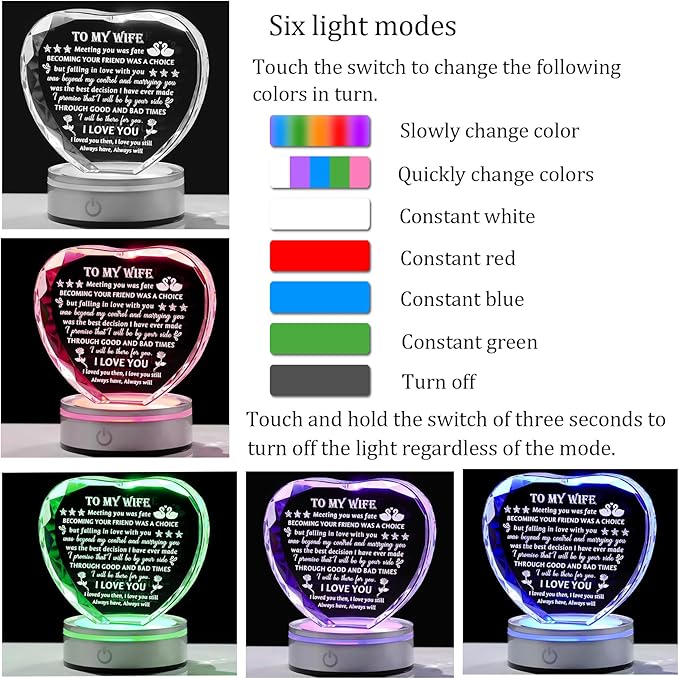 Movdyka Gifts for Wife from Husband Best Birthday for Wife Ideas Crystal Keepsake Great Gifts to My Wife Valentines Day Christmas for My Lovely Wife Glass Plaque Decor
