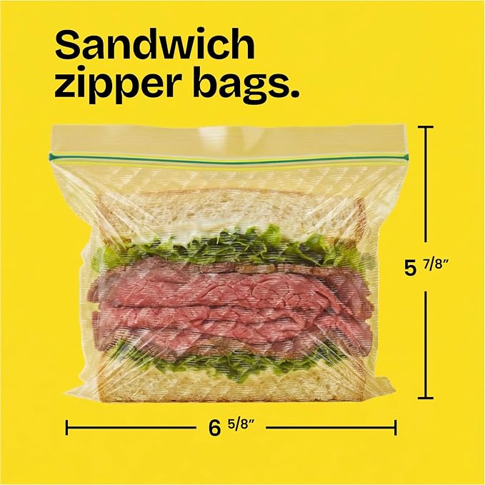 Glad Flex'N Seal Food Storage Plastic Bags, Sandwich, 100 Count, Pack of 4 (Package May Vary)