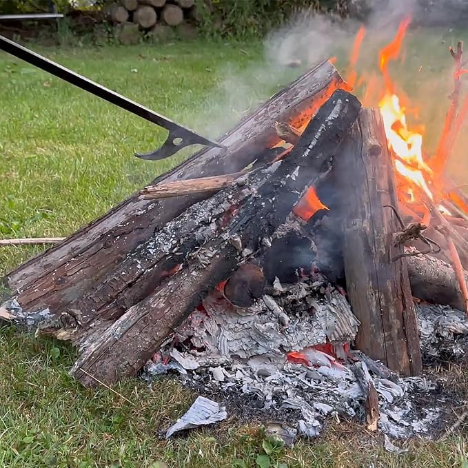 28" Firewood Tongs Log Grabber for Thick Logs Outdoor Indoor Camfire Firepit Bonfire Fireplace Tongs Heavy Duty Wrought Rustproof Safely Moves Firewood