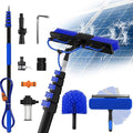Buyplus 30FT Reach Solar Panel Cleaning Brush Kit with 5-24FT Telescoping Pole, Water Fed Window Cleaner Tool with 20" Brush, Soap Dispenser, Cobweb Duster, Squeegee for Roof, RV, Gutter, Deck, Blue