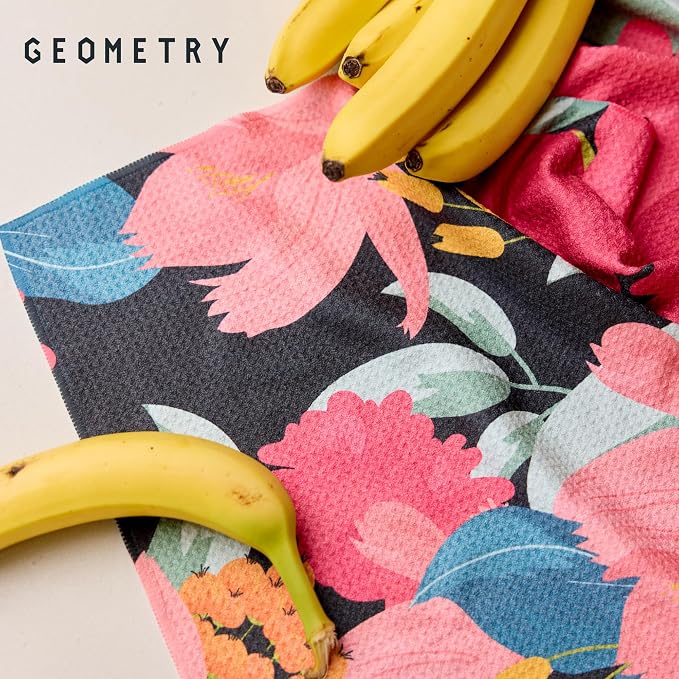 GEOMETRY Kitchen Tea Towels - Quick Dry Microfiber Dish Towels for Kitchen Roses for You, 18" x 30" 2-Pack