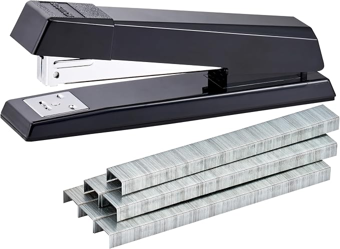 Bostitch Office Stapler, No-Jam Premium for Desktop, Includes 1,250 Staples, Full-Strip, 25 Sheet Capacity, Black