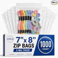 Seal Fresh Quart Resealable Plastic Bags 1000 Pack — Clear Reclosable 7 x 8 Inch Food Storage Bags with Zipper Seal for Freezer, Meal Prep, BPA Free