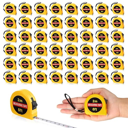 Copkim 50 Pcs 6 FT Mini Tape Measure Retractable Bulk Small Measuring Tape Pocket Size Measurement Tool for Operation Christmas Items Party Favor Gifts Stuffers for Men(Yellow)