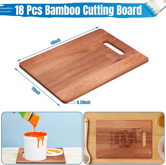 Vesici 18 Pack Laser Engraving Walnut Cutting Board Blanks, 14 x 11 Inch Walnut Cutting Boards with Handles, Bulk Craft Boards for Wood Burning, Custom Engraving Gifts