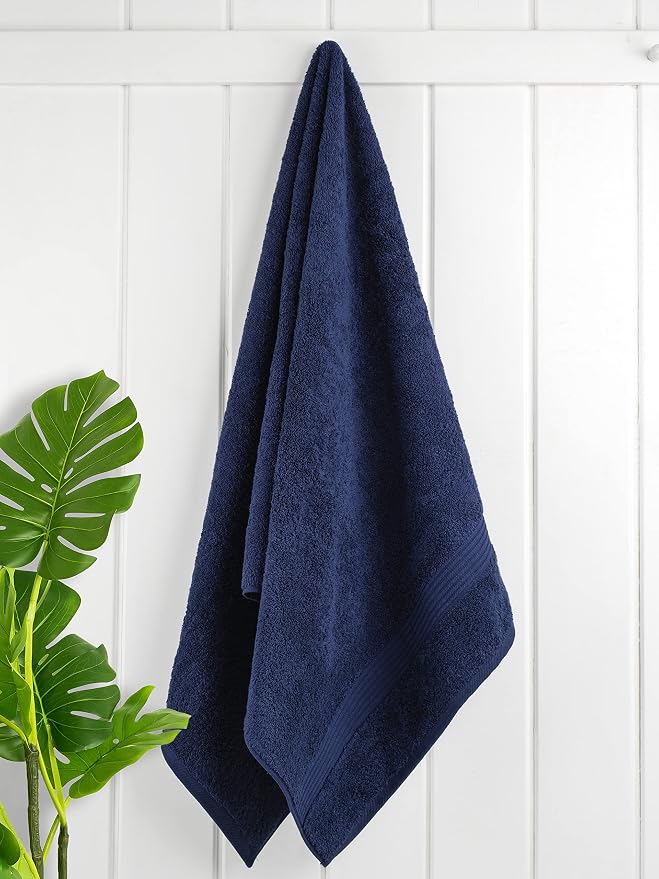 Cotton Paradise 100% Cotton Turkish Towel Set, Soft Absorbent Quick Dry, 4 Piece Bath Towel Set, Navy Blue