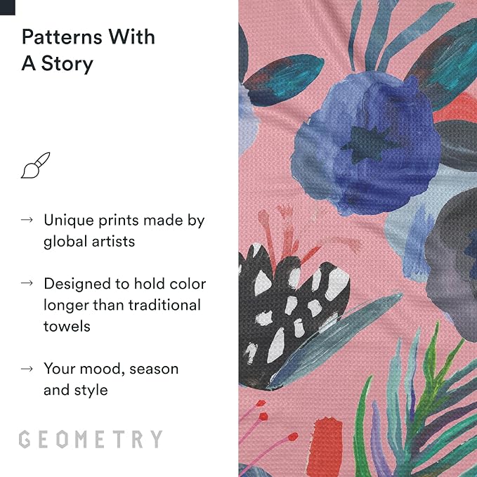 GEOMETRY Kitchen Tea Towels - Quick Dry Microfiber Dish Towels for Kitchen Watercolors, 18" x 30" 2 Pack