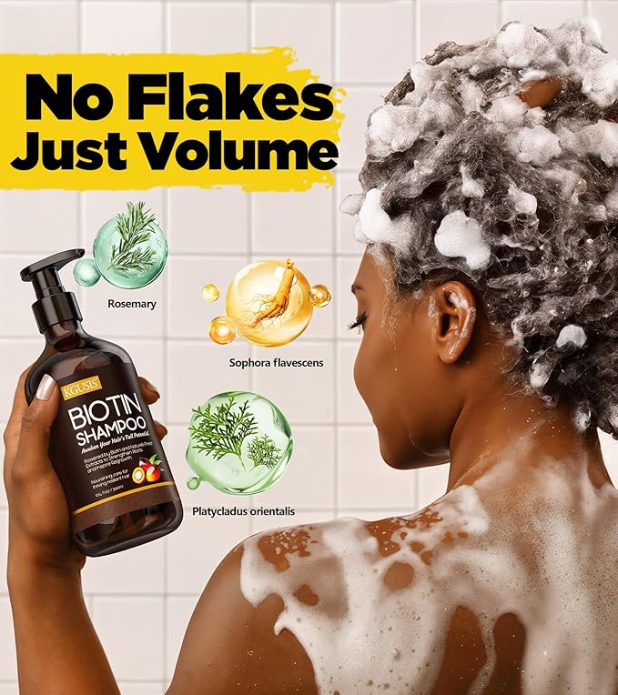 Root Activator Biotin Hair Growth Shampoo, Nourishing Tames Frizz with HA&B5, Anti Dandruff Rosemary Shampoo Batana Oil Dht Blocker,Organic Sulfate Free Hair Care Men Women 10.14 Fl Oz