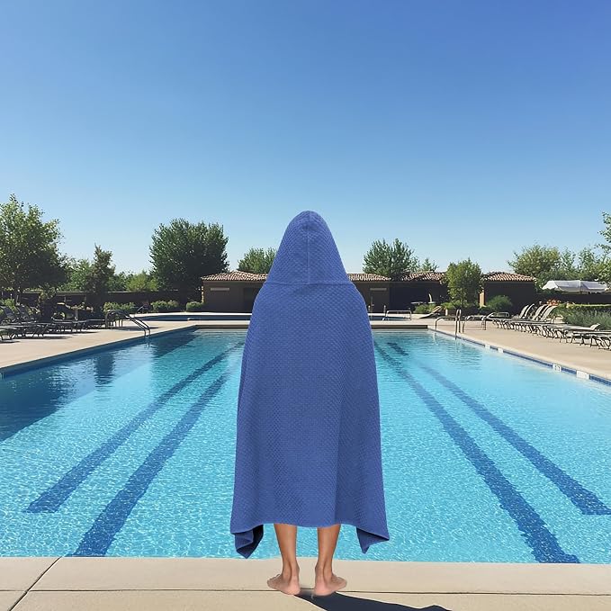 COTTON CRAFT Hooded Bath Towel for Adults – 2 Pack 100% Cotton Bath Sheet | Waffle Weave Oversized 35x70 inch Ringspun Terry Bath Wrap with a hood - Soft Super Absorbent Quick Dry – 450 GSM – Navy