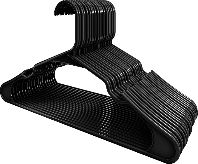 Utopia Home Clothes Hangers 60 Pack - Plastic Hangers Space Saving - Durable Coat Hanger with Shoulder Grooves (Black)