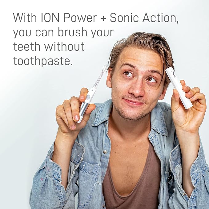 IONIC KISS IONPA DM Red Compact Ionic Power Electric Toothbrush with Travel Cap, Brushing Timer, 2 Modes, 2 Soft Extended Filament Brush Heads Made in Japan, KISS You Outdoor, Camping, DM-011RD