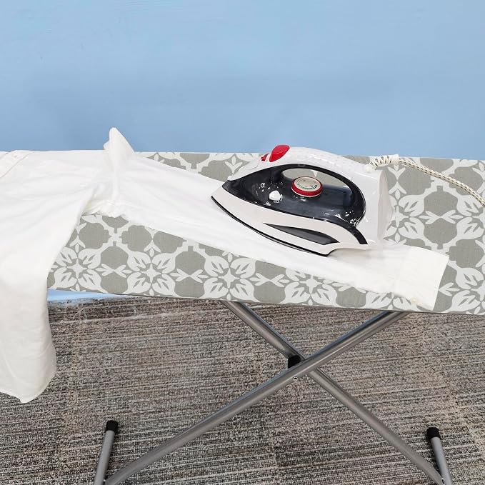 VividPaw Ironing Board Cover and Pad, Thick Padding, Elastic Edge, Silicone Coated, Resist Scorching, Adjustable Fastener, Heavy Duty Padded Iron Board Covers (Floral Tiling, 15" x 54")