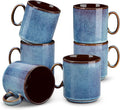 vancasso ONION Ceramic Coffee Mugs Set of 6, 12 Oz Coffee Cups for Latte, Cappuccino, Tea & Hot Cocoa, Artisan Modern Style for Coffee Bar, Home & Kitchen, Microwave & Dishwasher Safe, Deep Blue Gray