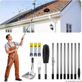 12 FT Gutter Cleaning Tools from Ground, with Shovel & Brush for Outdoor | Includes a 180° Adjustable Turning Head, Anti-slip Keel Belt, No Ladder Needed, Multi-purpose, Made of Stainless Steel.