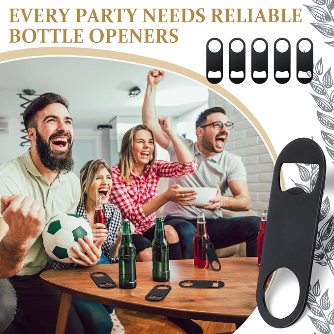 Bottle Openers Stainless Steel Flat Bottle Opener Bulk 3.4 x 1.3 Inches Bartender Beer Key Soda Can Mini Speed for Kitchen, Bar or Restaurant (Black,25 Pcs)