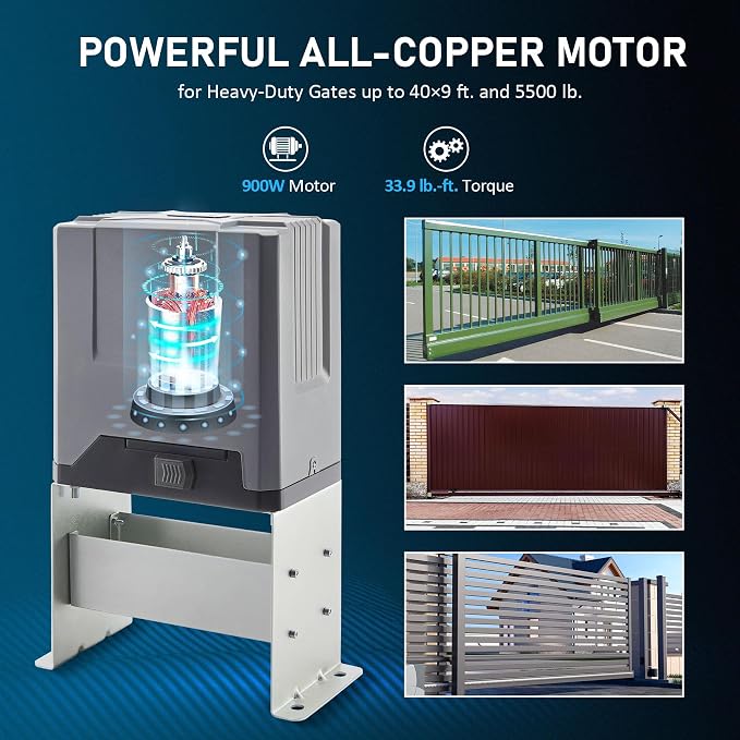 CO-Z CG5500 Automatic 5500 lb Sliding Gate Opener with 2 Remote Controls, Electric Rolling Driveway Fence Slide Gate Motor, Gate Operator Hardware Security System Kit for Sliding Gate Up to 40 Feet