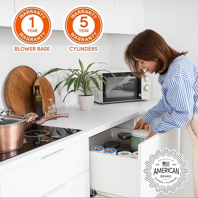 Eva-Dry EDV-365 Rechargeable Dehumidifier System | 2 Cylinders + Blower Base | One Works While One Renews | 2-Hour Renewal | Gun Safe, Closet, Boat, RV | Up to 400 Cu Ft