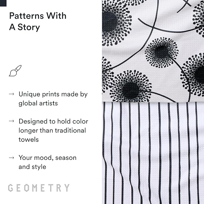 GEOMETRY Kitchen Tea Towels - Quick Dry Microfiber Dish Towels for Kitchen Linen Breeze, 18" x 30" 2 Pack