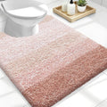 OLANLY Luxury Toilet Rugs U-Shaped 24x20, Extra Soft and Absorbent Microfiber Bathroom Rugs, Non-Slip Plush Shaggy Bath Mat, Machine Wash Dry, Contour Bathroom Mats for Toilet Base, Peach