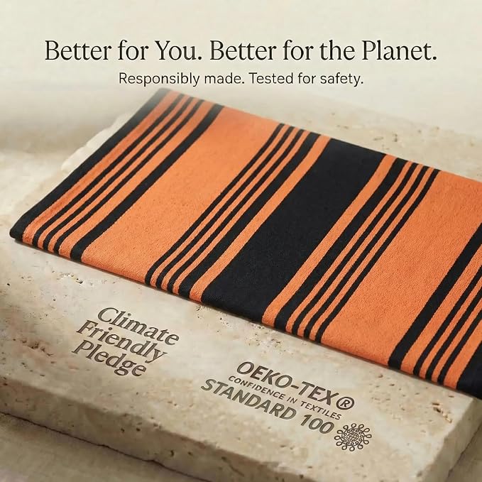 Urban Villa Kitchen Towels Cotton Dish Towels 20”x30” (Set of 6) Orange Blk
