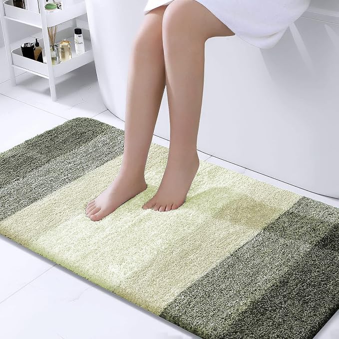 OLANLY Bathroom Runner Rugs Mat 44x24, Extra Soft Absorbent Microfiber Bath Rugs, Rubber Backing, Quick Dry, Washable Long Bath Mats for Bathroom, Tub and Shower, Home Decor Accessories, Dark Green