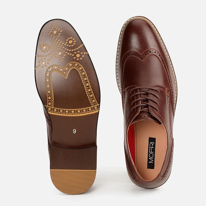 Mens Classic Cap Toe Dress Shoes Oxford for Office | Polished PU Outer Shell,Ventilated Comfortable Latex Insole. Formal Footwear Suited for Office Engagements ,Outings,Weddings