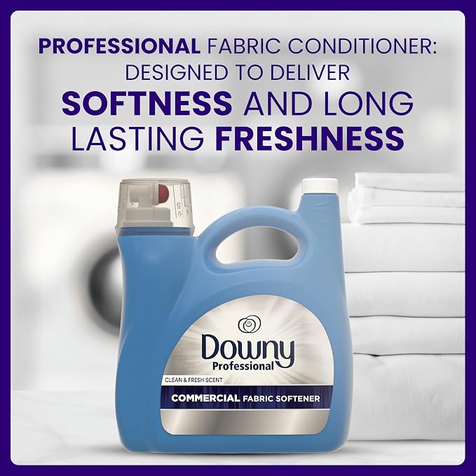 Downy Fabric Softener, Bulk Liquid Fabric Conditioner for Commercial & Residential Washing Machines, 190 loads, Clean & Fresh Scent, 140 fl oz (Case of 4)