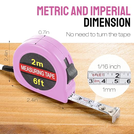 Copkim 50 Pcs 6 FT Mini Tape Measure Retractable Bulk Small Measuring Tape Pocket Size Measurement Tool for Operation Christmas Items Party Favor Gifts Stuffers for Men(Pink)