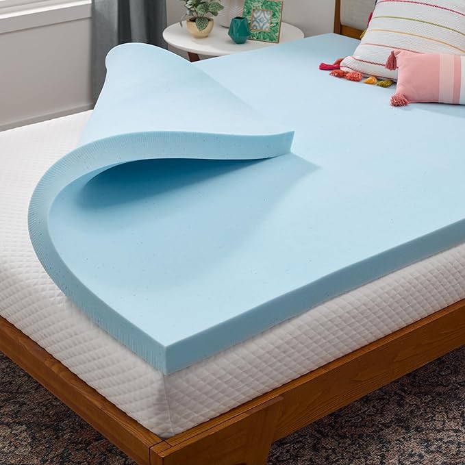 Linenspa Memory Foam Mattress Topper, Twin XL Size - 3 Inch Gel Infused Memory Foam - Plush Feel - Cooling and Pressure Relieving - CertiPUR Certified - Dorm Room Essentials