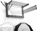 BATODA Wall-Mounted Steel Clothes Drying Rack, Solid Steel, Multi-function | High Quality Alloy Steel with 7-layer Coating, 6 Moveable Hooks + Swing Arms, Multifunctional Drying Rack, Easy to Install