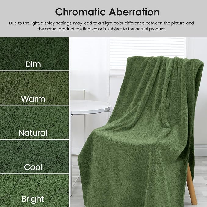 JML Pack of 4 Large Bath Towels, 30"x60", Olive-Green | Hanging Loop, Super Soft, Absorbent, Lint Free, Fade Resistant, Lightweight, Quick Dry, Use for SPA , Sauna, Salon Hair Wrap
