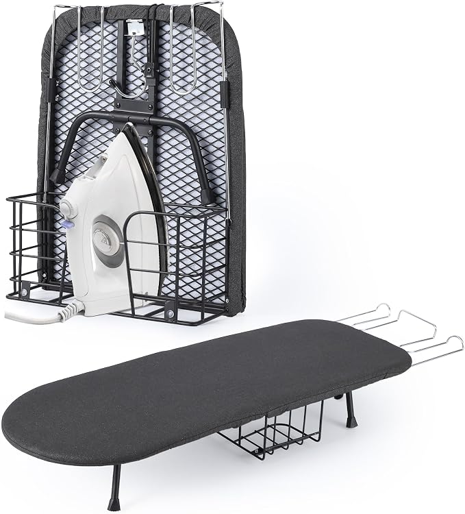 Garvee Tabletop Ironing Board, Small Portable Foldable Iron Board with Iron Rest, Storage Basket, Heat Resistant Cover & Pad, Compact for Small Spaces, Dorms, Apartments