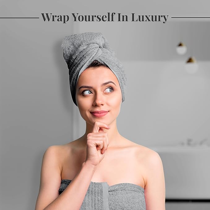 Tens Towels 4 Piece Extra Large Bath Towels 30 x 60 Inches, Cool Grey | 100% Cotton, Larger & Lighter Weight, Quicker to Dry, Super Soft and Absorbent, Perfect for Bathroom