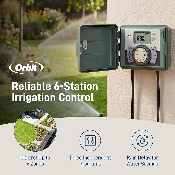Orbit 57896 6-Station Outdoor Swing Panel Sprinkler System Timer