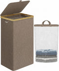 IEGrow Laundry Hamper with Lid,110L Laundry Basket with Mesh Bags,Brown | Dirty Clothes Hamper Basket with Bamboo Handle for Clothes Towels
