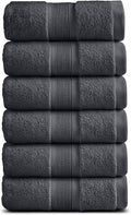 Springtree Home Luxury Bamboo Rayon Hand Towel Set | 6-Pack | Iron Grey | 35% Bamboo Rayon - 65% Zero Twist Cotton | Absorbent Quick-Dry Towels for Bathroom | Ultra Soft | OEKO-TEX Standard 100