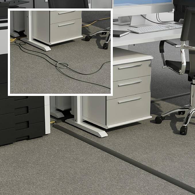 D-Line Cable Protector, 1/2 in H, 6 ft L, 2-3/8 in W, 1 Channel, PVC, Gray CC-4-1 Each