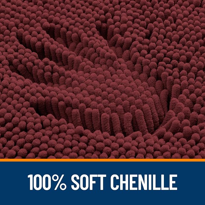 OLANLY Toilet Rugs U-Shaped 24x24, Extra Soft Absorbent Chenille Contour Bathroom Rugs for Toilet, Dry Quickly, Machine Washable, Non-Slip Bath Mat, Andorra Red-Brown