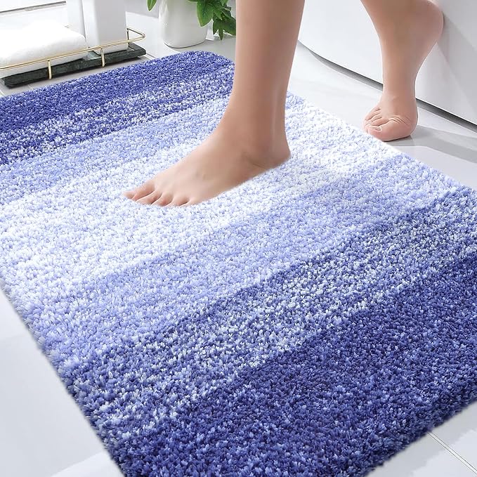 OLANLY Bathroom Rugs Mat 36x24, Extra Soft Absorbent Microfiber Bath Rugs, Rubber Backing, Quick Dry, Machine Washable Bath Mats for Bathroom Floor, Tub and Shower, Home Decor Accessories, Blue-Violet