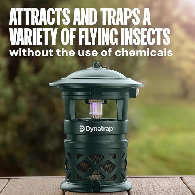 DynaTrap DT2030-GRSR Fly Traps Outdoor - Mosquito & Flying Insect Killer for 1 Acre – Kills Flies, Gnats, Wasps - Bug Zapper Alternative - Green