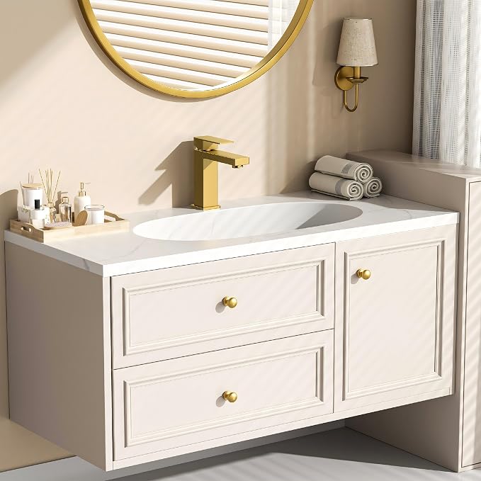 FORIOUS Brushed Gold Bathroom Faucets 1 or 3 Holes, Single Handle Bathroom Sink Faucet with Pop-up Drain for Vanity RV Lavatory Restroom Sink