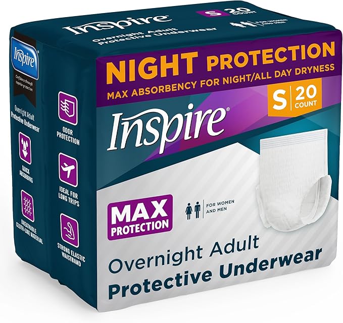 Inspire Adult Diapers Women or Men - MAX Absorbency | Our Most Absorbent and Dry, Incontinence Underwear for Women or Men | Leak Proof Diaper Overnight or Daytime for Heavy
