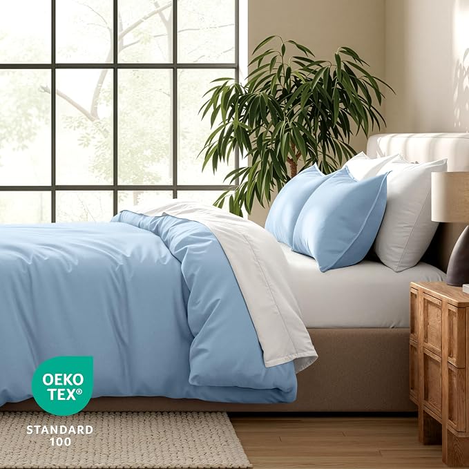 Bare Home Bedding Duvet Cover Queen Size - Premium 1800 Super Soft Collection - Lightweight, Cooling Duvet Cover - Soft Breathable Bedding (Queen, Light Blue)