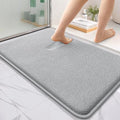 OLANLY Thick Memory Foam Bathroom Rug 36x24, Absorbent Bath Mat, Light Grey | Soft Quick Dry Bath Rugs Mats, Non-Slip, Machine Washable Carpet for Bathroom Floor, Tub and Shower, Home Decor Accessories