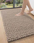 DEXI Bathroom Rugs 43x24, Non Slip Washable Bath Mat, Luxury Chenille Super Absorbent Ultra Thick Bathmats for Shower Floor, Plush Fluffy Shaggy Carpet for Tub, Taupe