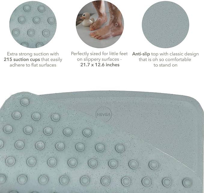 HEVEA Baby & Toddler Bath Mat - 100% Natural Rubber Non Slip Bathtub Mat for Baby - Upcycled, Danish Design - Safe & Sustainable Bathroom Essential (Ocean)
