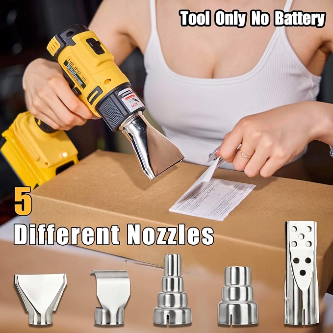 Cordless Heat Gun for DeWALT 20v Battery(Not included Battery) | Heat Gun with LCD Digital Display,2-Temp Setting Max 1022°F(550°C),Hot Air Gun for Shrink Wrapping, Tube Bending(No Battery)